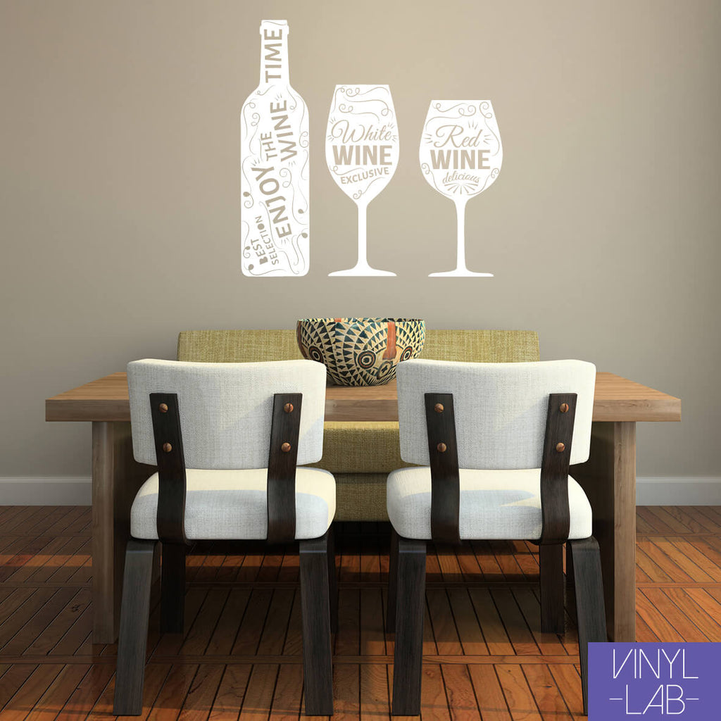 KIT-WINE   Botella: 80 x 22 cm // Copa Red: 55 x 26 cm // Copa White: 55 x 26 cm