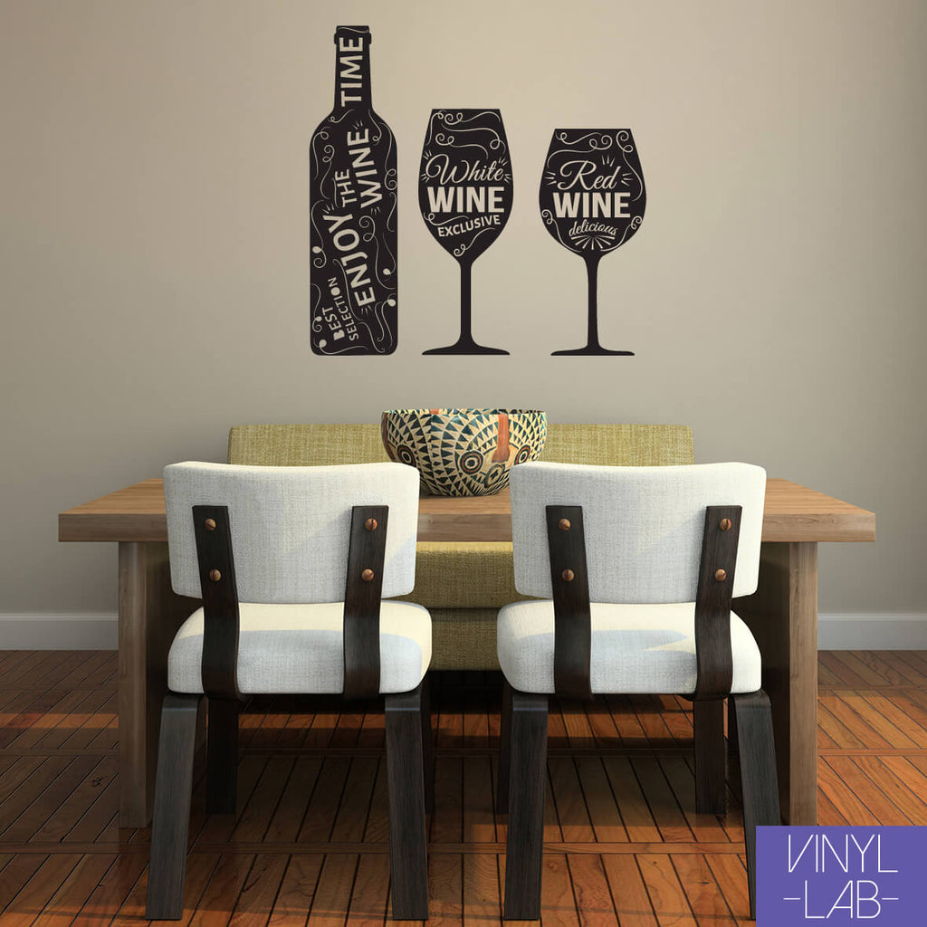 KIT-WINE   Botella: 80 x 22 cm // Copa Red: 55 x 26 cm // Copa White: 55 x 26 cm