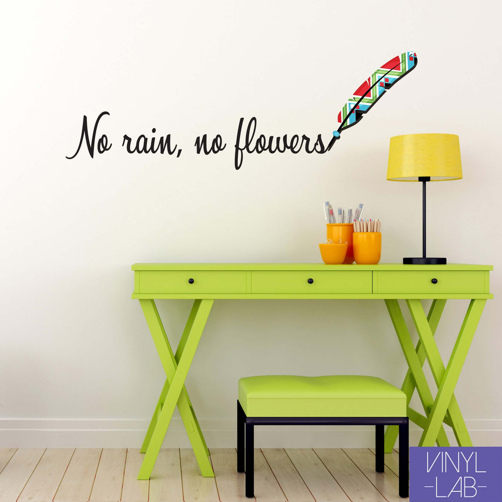 NO-RAIN-NEGRO-MULTI   Frase: 118 X 26 cm // Pluma: 59 X 19 cm